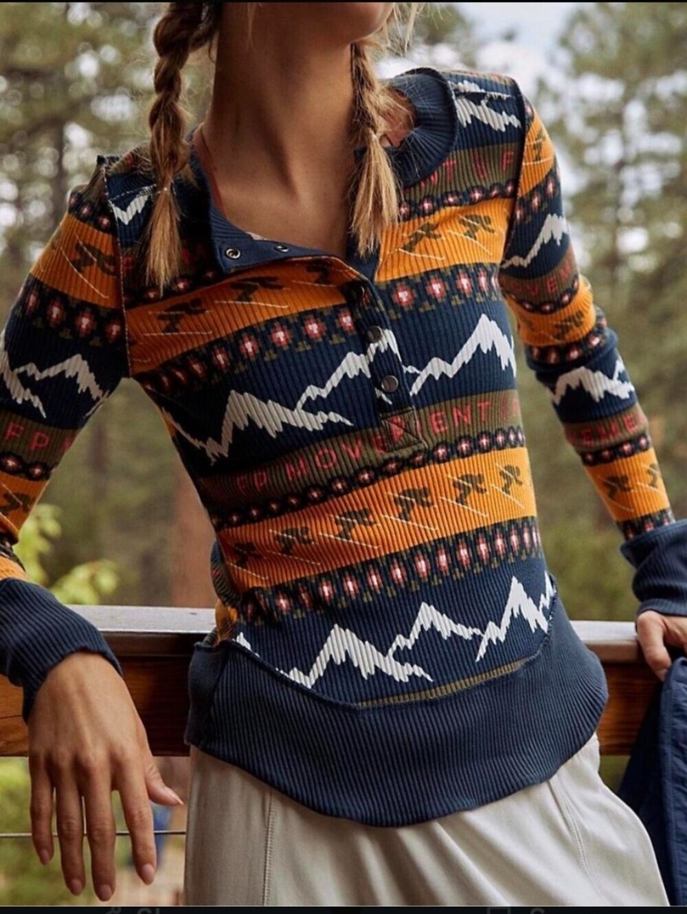 FREE PEOPLE FP MOVEMENT Rally Rib Henley Top In Aspen Range Green XS